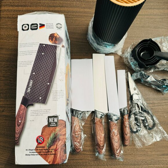 Top Lucky 6-Piece Kitchen Knife Set With Block & Measuring Cups/spoons - Picture 10 of 10